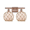 Farmhouse Rope Bath Vanity Light shown in the Antique Copper finish with a White Glass with Brown Rope shade