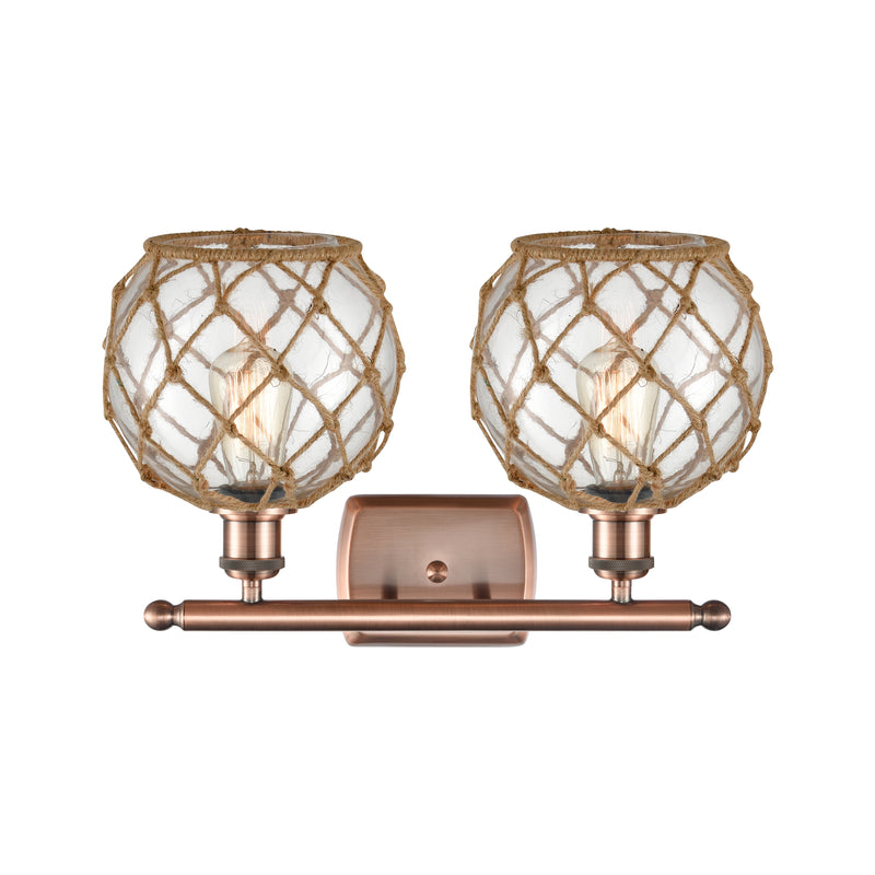 Innovations Lighting Farmhouse Rope 2 Light Bath Vanity Light Part Of The Ballston Collection 516-2W-AC-G122-8RB-LED