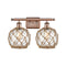 Farmhouse Rope Bath Vanity Light shown in the Antique Copper finish with a Clear Glass with Brown Rope shade