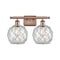 Farmhouse Rope Bath Vanity Light shown in the Antique Copper finish with a Clear Glass with White Rope shade