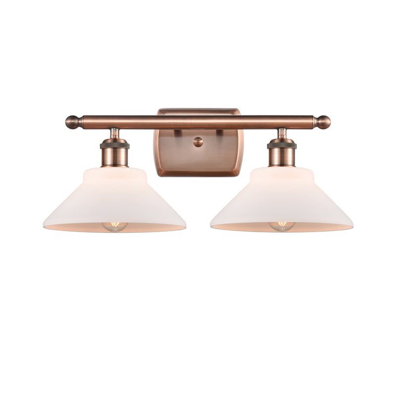 Orwell Bath Vanity Light shown in the Antique Copper finish with a Matte White shade