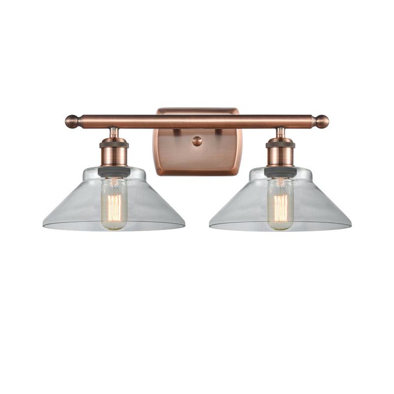 Orwell Bath Vanity Light shown in the Antique Copper finish with a Clear shade