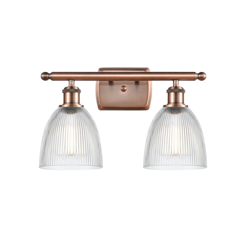Castile Bath Vanity Light shown in the Antique Copper finish with a Clear shade