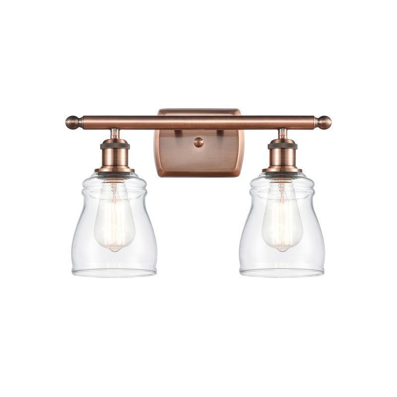 Ellery Bath Vanity Light shown in the Antique Copper finish with a Clear shade