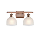 Dayton Bath Vanity Light shown in the Antique Copper finish with a White shade