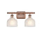 Dayton Bath Vanity Light shown in the Antique Copper finish with a White shade
