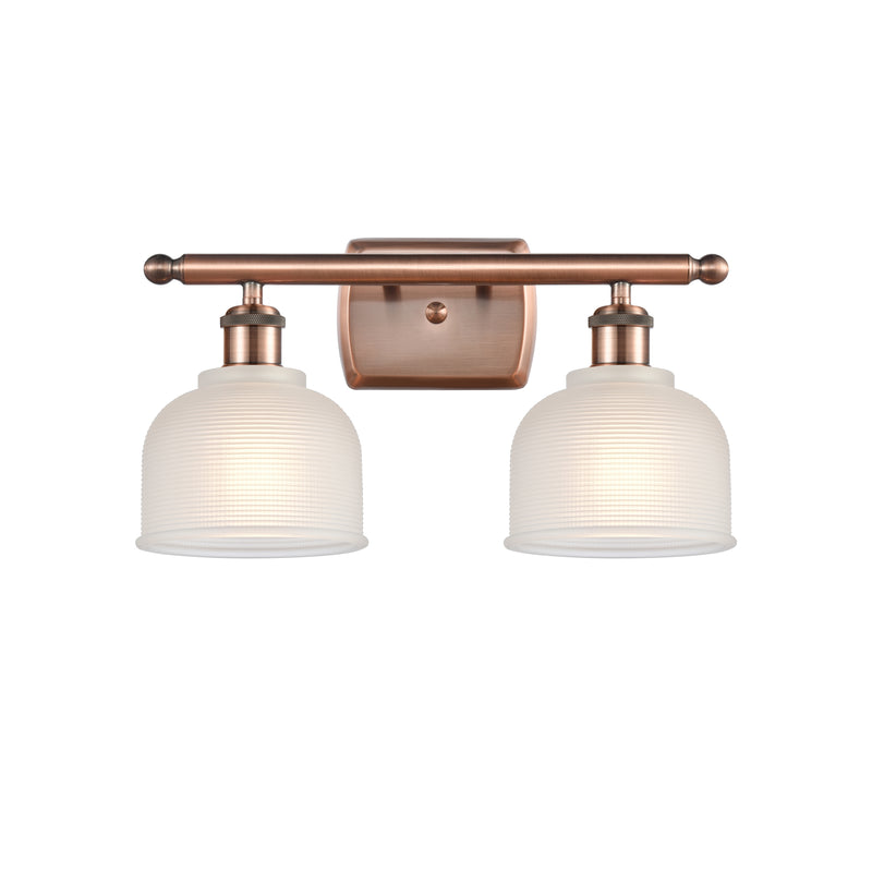 Dayton Bath Vanity Light shown in the Antique Copper finish with a White shade
