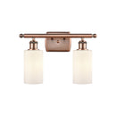 Clymer Bath Vanity Light shown in the Antique Copper finish with a Matte White shade