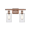 Clymer Bath Vanity Light shown in the Antique Copper finish with a Clear shade
