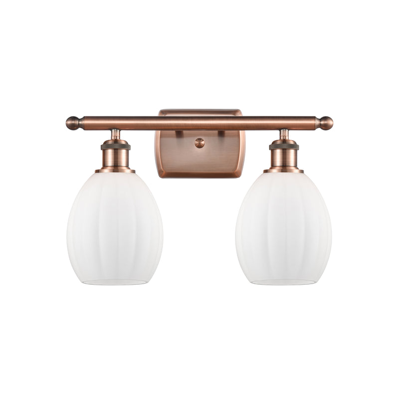 Eaton Bath Vanity Light shown in the Antique Copper finish with a Matte White shade