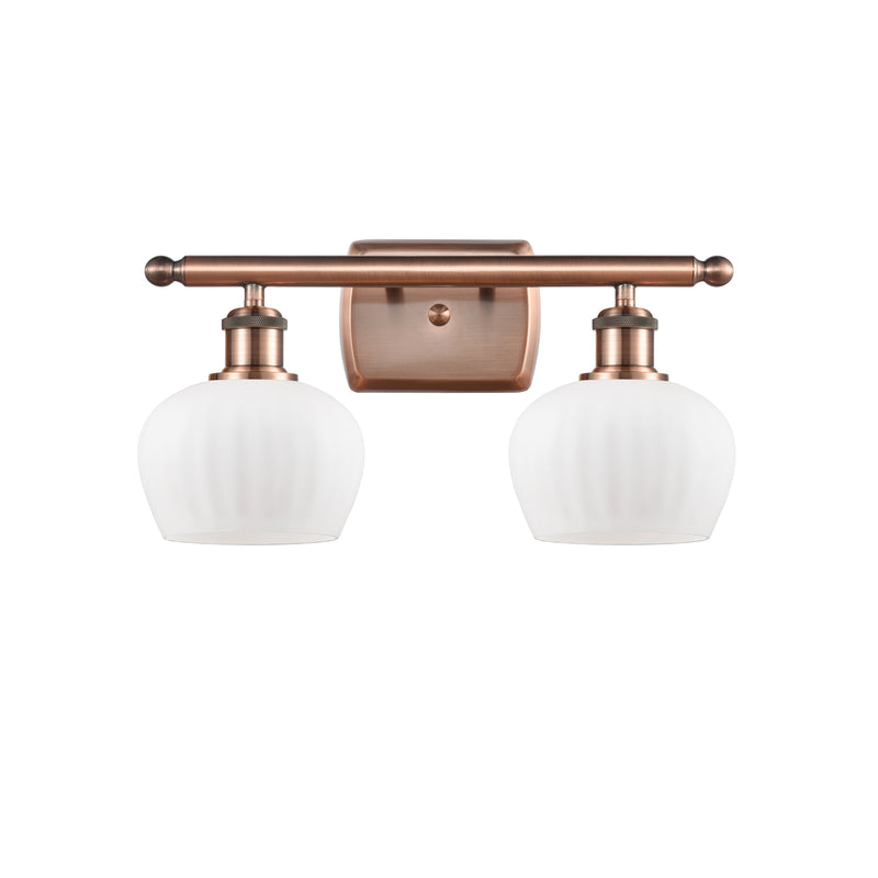 Fenton Bath Vanity Light shown in the Antique Copper finish with a Matte White shade