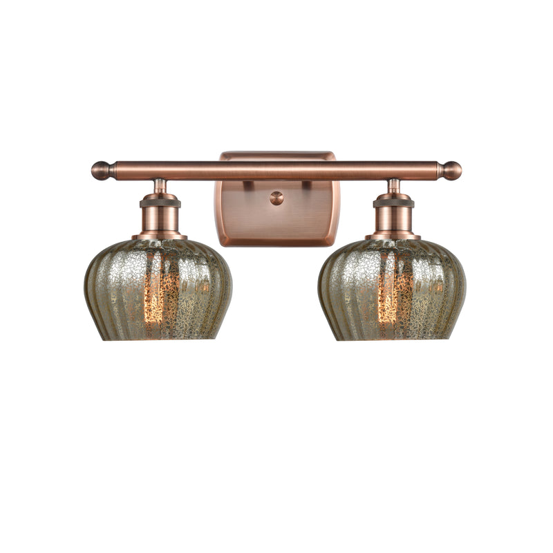 Fenton Bath Vanity Light shown in the Antique Copper finish with a Mercury shade