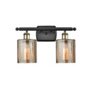 Cobbleskill Bath Vanity Light shown in the Black Antique Brass finish with a Mercury shade