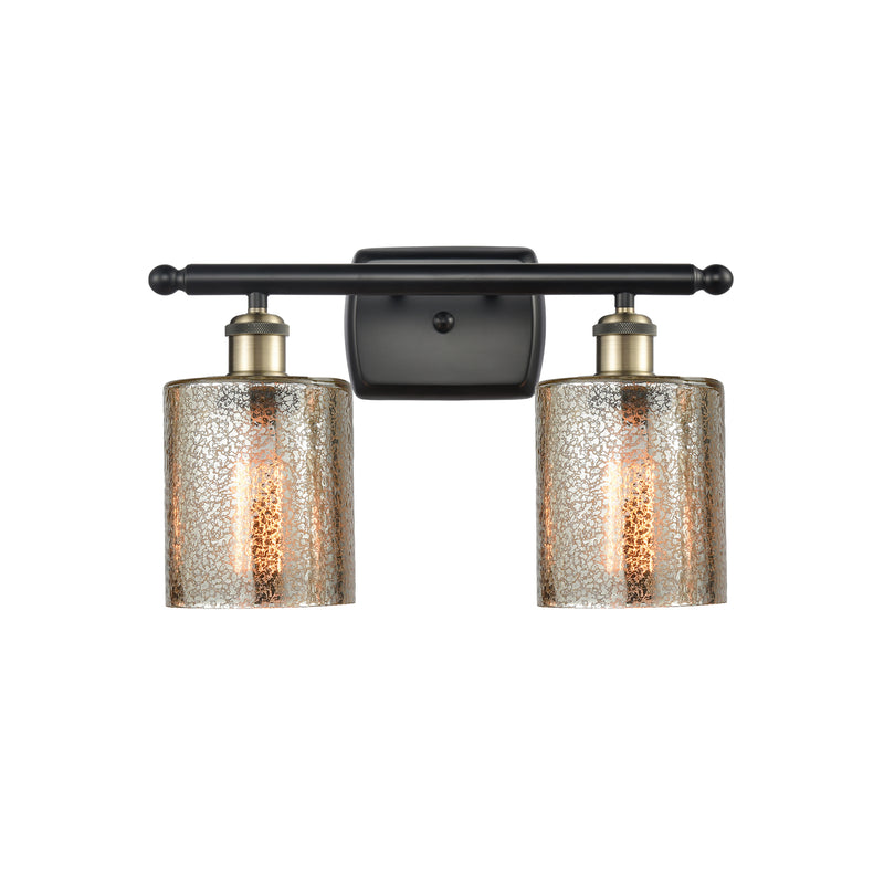 Cobbleskill Bath Vanity Light shown in the Black Antique Brass finish with a Mercury shade