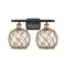 Farmhouse Rope Bath Vanity Light shown in the Black Antique Brass finish with a Clear Glass with Brown Rope shade