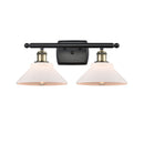 Orwell Bath Vanity Light shown in the Black Antique Brass finish with a Matte White shade