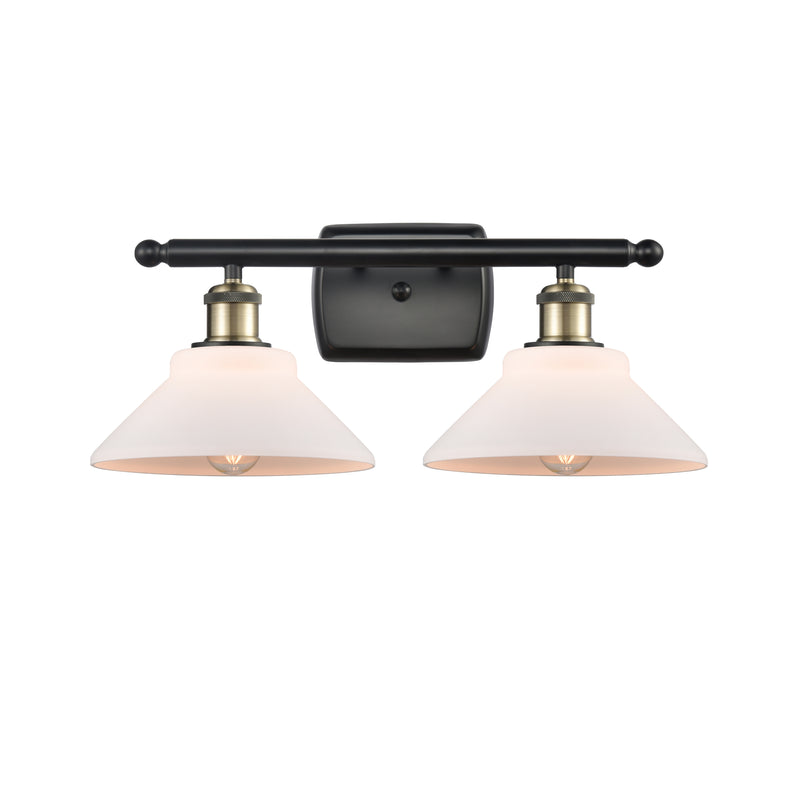 Orwell Bath Vanity Light shown in the Black Antique Brass finish with a Matte White shade