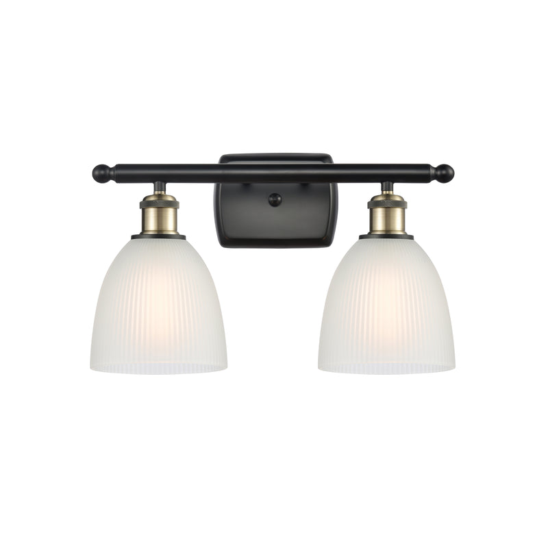 Castile Bath Vanity Light shown in the Black Antique Brass finish with a White shade