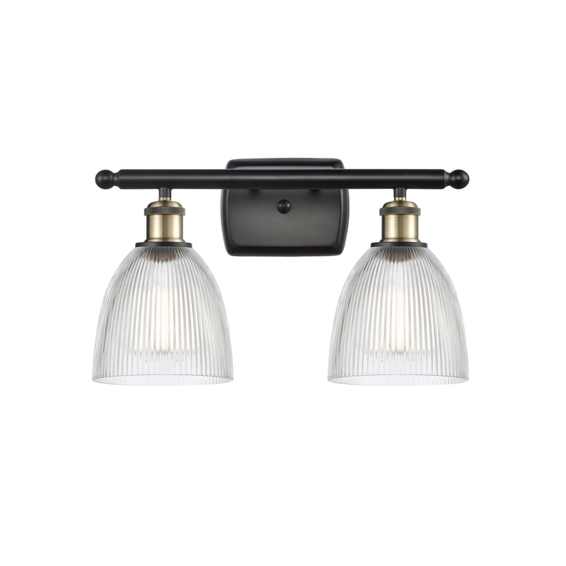 Castile Bath Vanity Light shown in the Black Antique Brass finish with a Clear shade