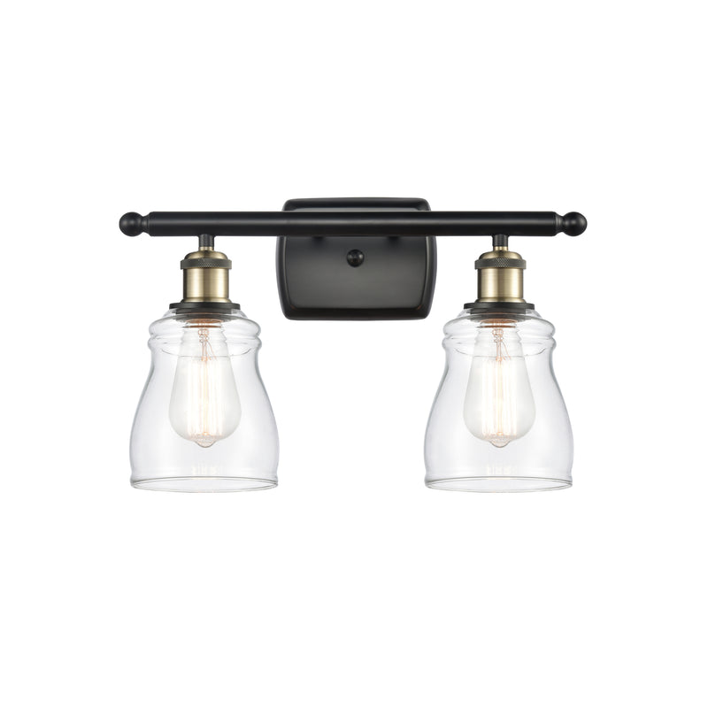Ellery Bath Vanity Light shown in the Black Antique Brass finish with a Clear shade