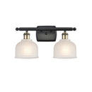 Dayton Bath Vanity Light shown in the Black Antique Brass finish with a White shade