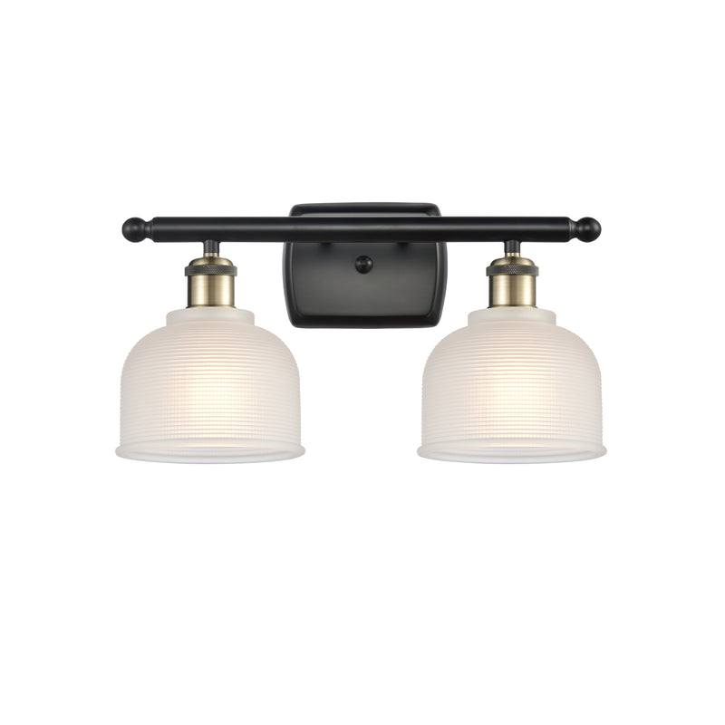 Dayton Bath Vanity Light shown in the Black Antique Brass finish with a White shade