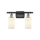 Clymer Bath Vanity Light shown in the Black Antique Brass finish with a Matte White shade