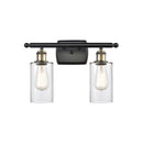 Clymer Bath Vanity Light shown in the Black Antique Brass finish with a Clear shade