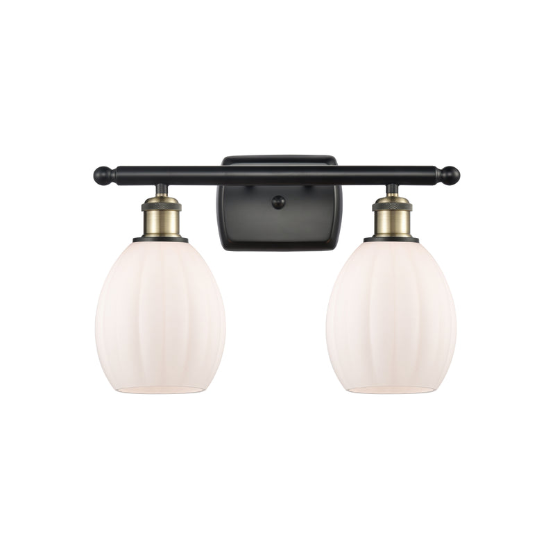 Eaton Bath Vanity Light shown in the Black Antique Brass finish with a Matte White shade