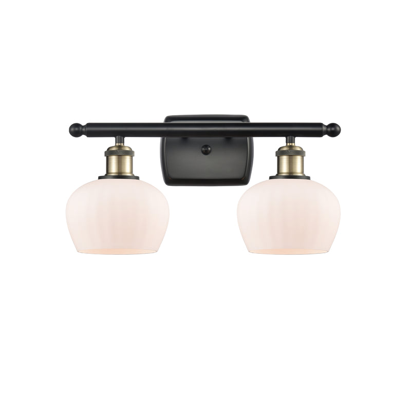 Fenton Bath Vanity Light shown in the Black Antique Brass finish with a Matte White shade