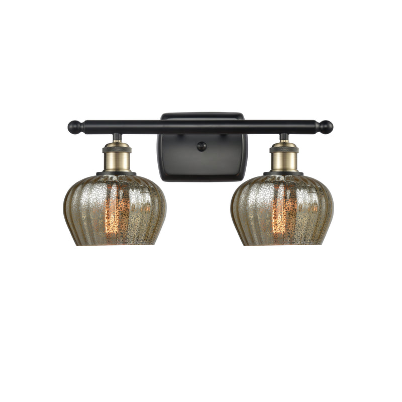 Fenton Bath Vanity Light shown in the Black Antique Brass finish with a Mercury shade