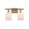 Cobbleskill Bath Vanity Light shown in the Brushed Brass finish with a Matte White shade