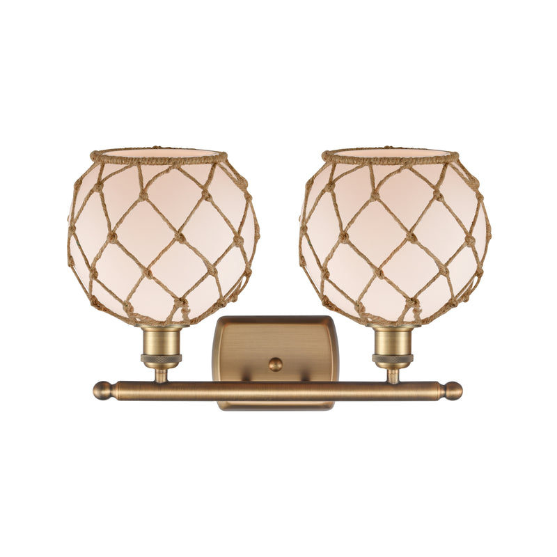 Innovations Lighting Farmhouse Rope 2 Light Bath Vanity Light Part Of The Ballston Collection 516-2W-BB-G121-8RB-LED