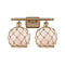 Farmhouse Rope Bath Vanity Light shown in the Brushed Brass finish with a White Glass with Brown Rope shade
