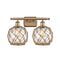Farmhouse Rope Bath Vanity Light shown in the Brushed Brass finish with a Clear Glass with Brown Rope shade