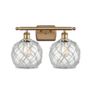Farmhouse Rope Bath Vanity Light shown in the Brushed Brass finish with a Clear Glass with White Rope shade