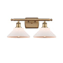 Orwell Bath Vanity Light shown in the Brushed Brass finish with a Matte White shade