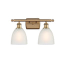 Castile Bath Vanity Light shown in the Brushed Brass finish with a White shade