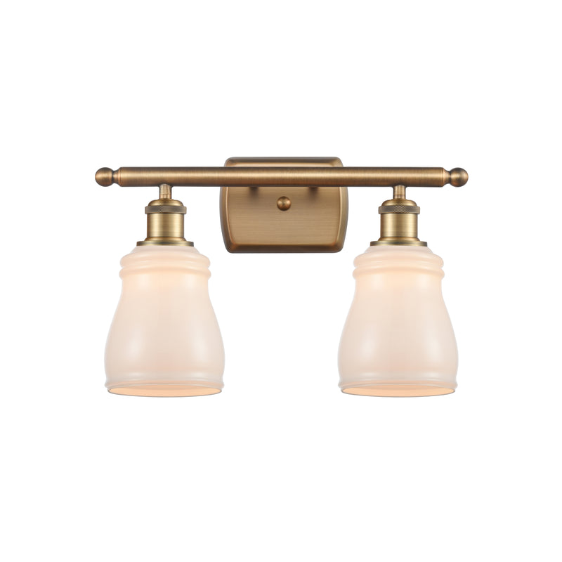 Ellery Bath Vanity Light shown in the Brushed Brass finish with a White shade
