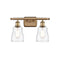 Ellery Bath Vanity Light shown in the Brushed Brass finish with a Clear shade