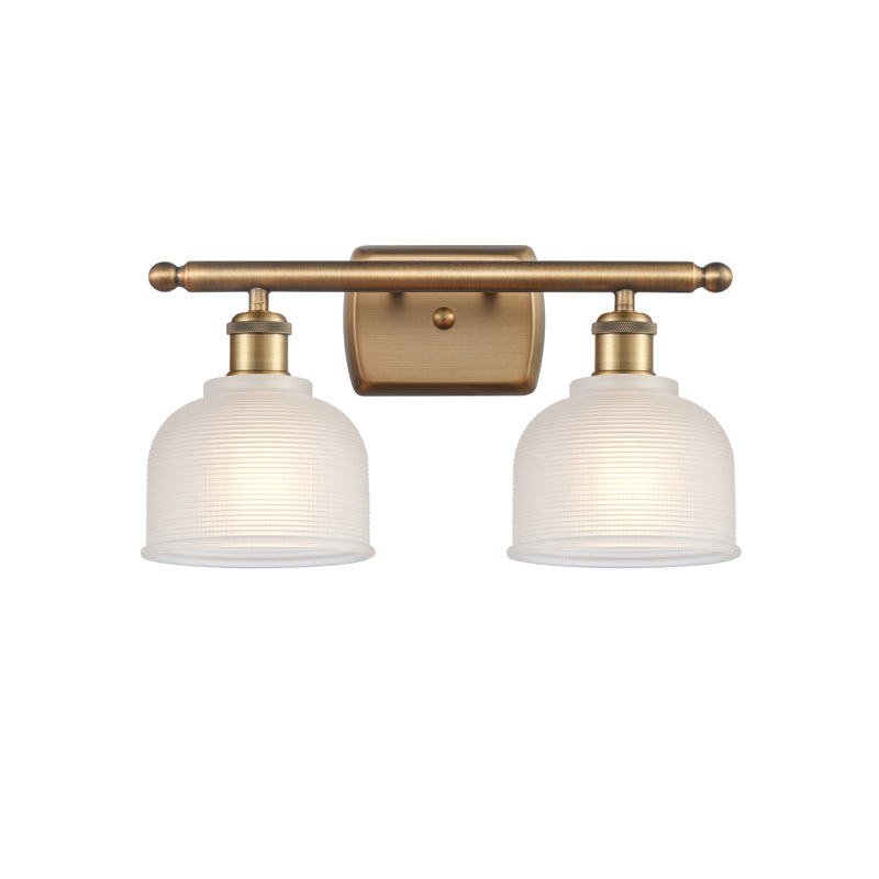 Dayton Bath Vanity Light shown in the Brushed Brass finish with a White shade