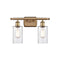 Clymer Bath Vanity Light shown in the Brushed Brass finish with a Clear shade
