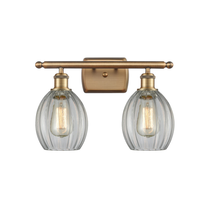Eaton Bath Vanity Light shown in the Brushed Brass finish with a Clear shade