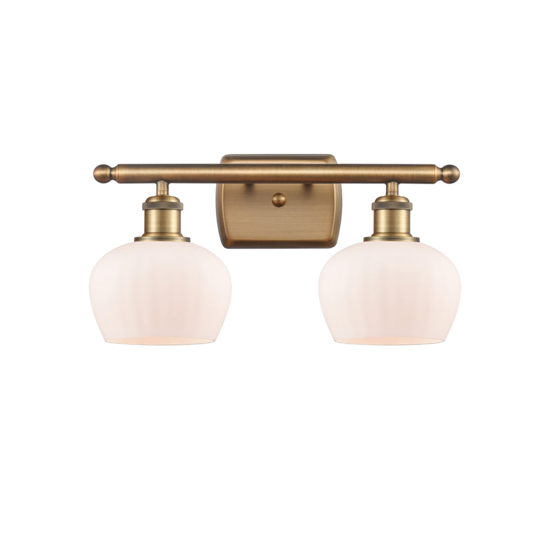 Fenton Bath Vanity Light shown in the Brushed Brass finish with a Matte White shade