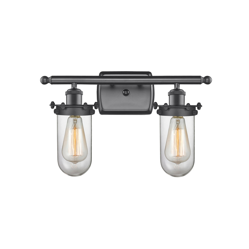 Kingsbury Bath Vanity Light shown in the Matte Black finish with a Clear shade