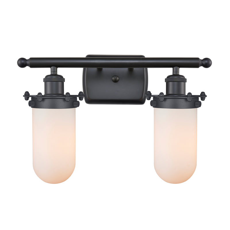 Kingsbury Bath Vanity Light shown in the Matte Black finish with a Matte White shade