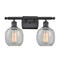 Belfast Bath Vanity Light shown in the Matte Black finish with a Clear Crackle shade