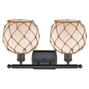 Innovations Lighting Farmhouse Rope 2 Light Bath Vanity Light Part Of The Ballston Collection 516-2W-BK-G121-8RB-LED