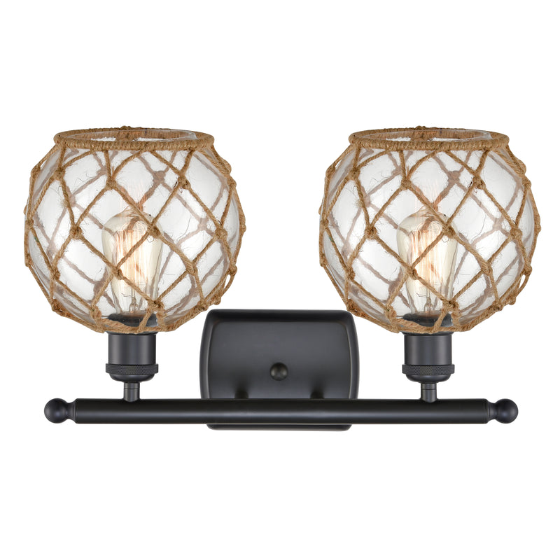 Innovations Lighting Farmhouse Rope 2 Light Bath Vanity Light Part Of The Ballston Collection 516-2W-BK-G122-8RB-LED