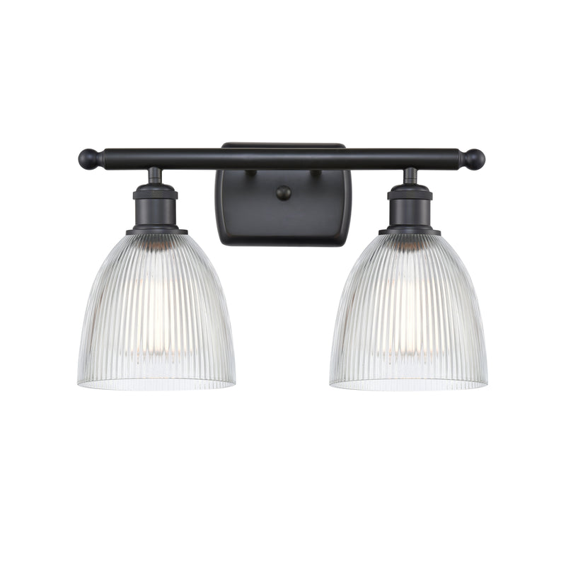 Castile Bath Vanity Light shown in the Matte Black finish with a Clear shade